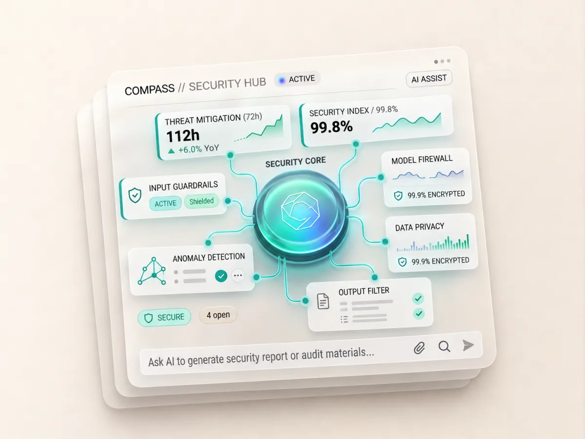 The Compass security hub: guardrails, model firewall and output filter