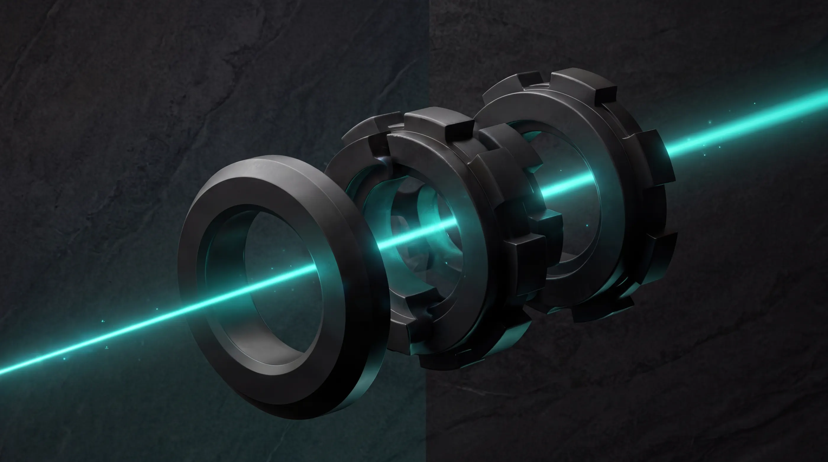 Three interlocking rings threaded on a single beam of light